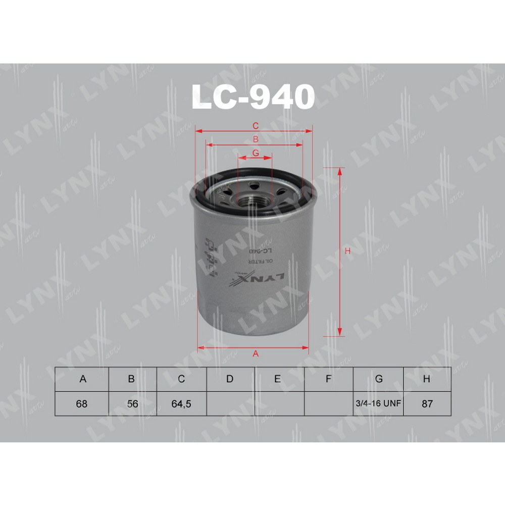 Фильтр масляный TOYOTA Ave/Cel/Cor/Rav SUZ Bal/Lia/Vit NISSAN LYNXauto LC-940