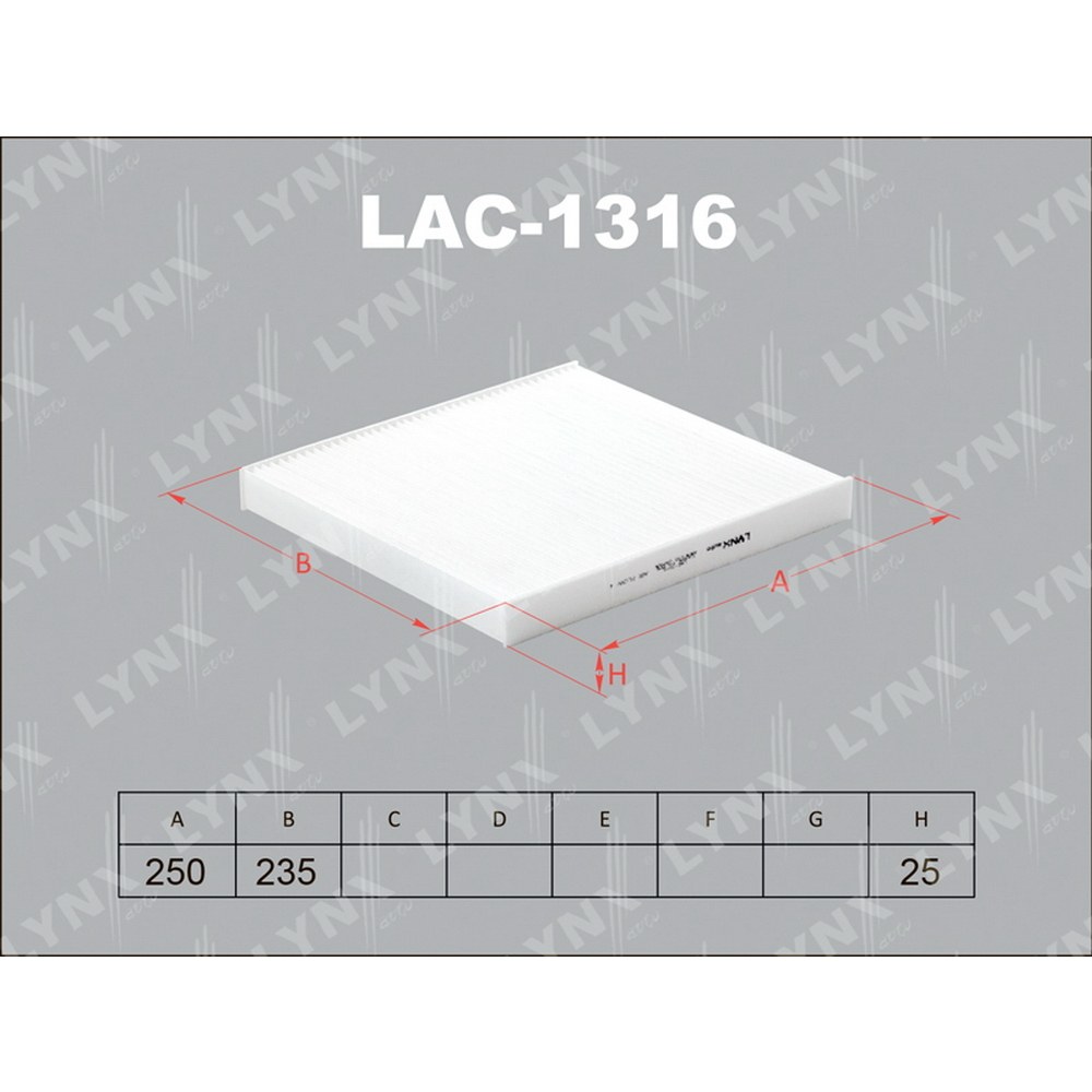 Фильтр салонный LYNXauto LAC-1316