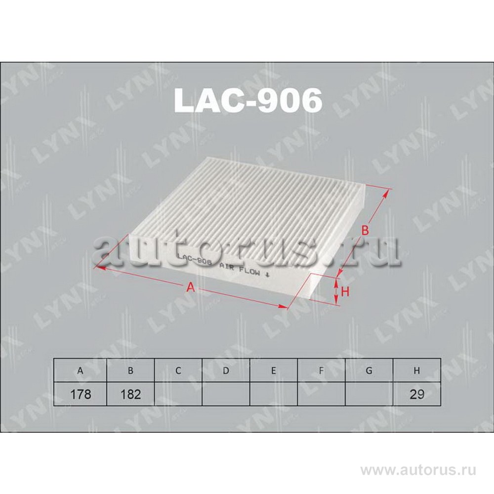 Фильтр салонный LYNXauto LAC-906