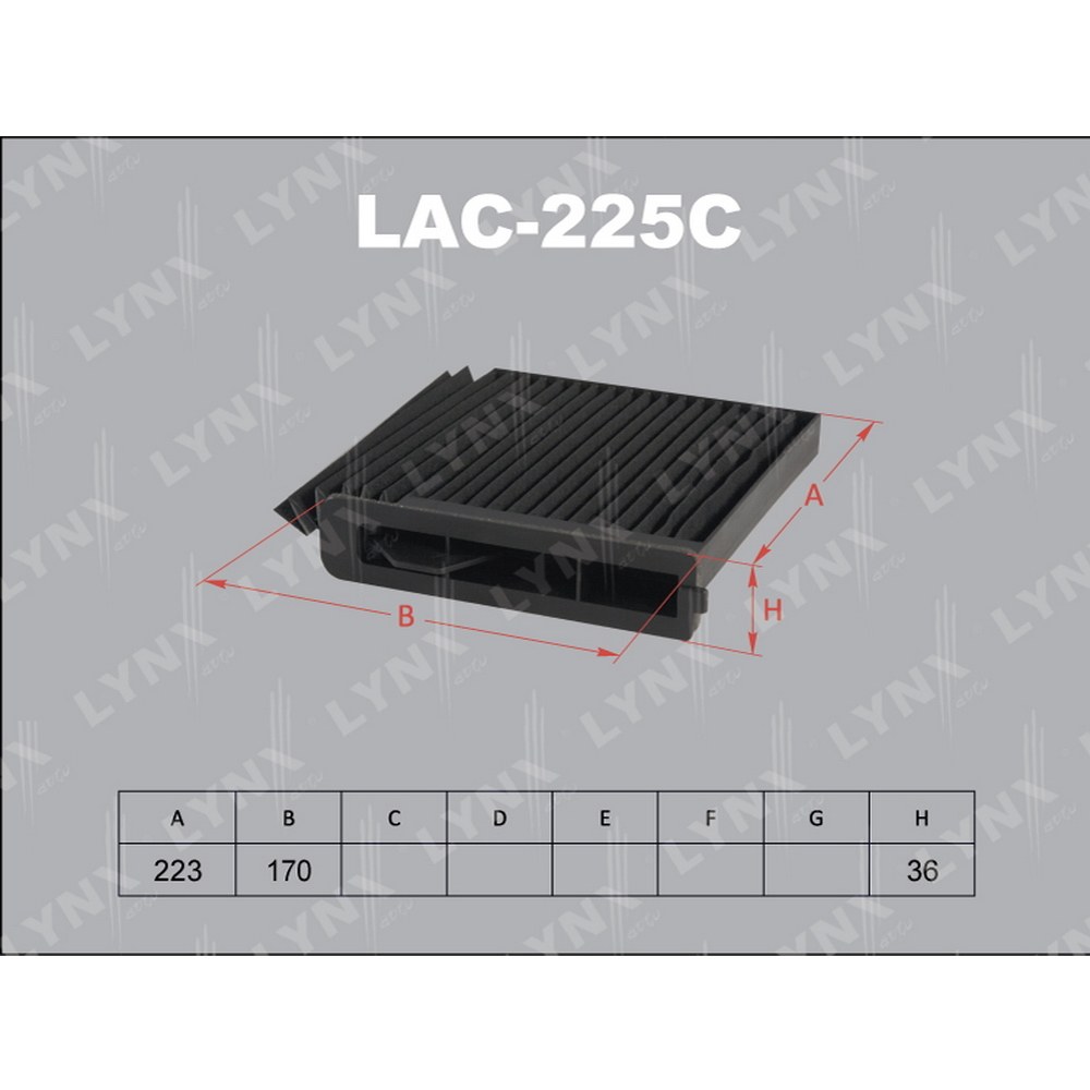 Фильтр салонный угольный LYNXauto LAC-225C