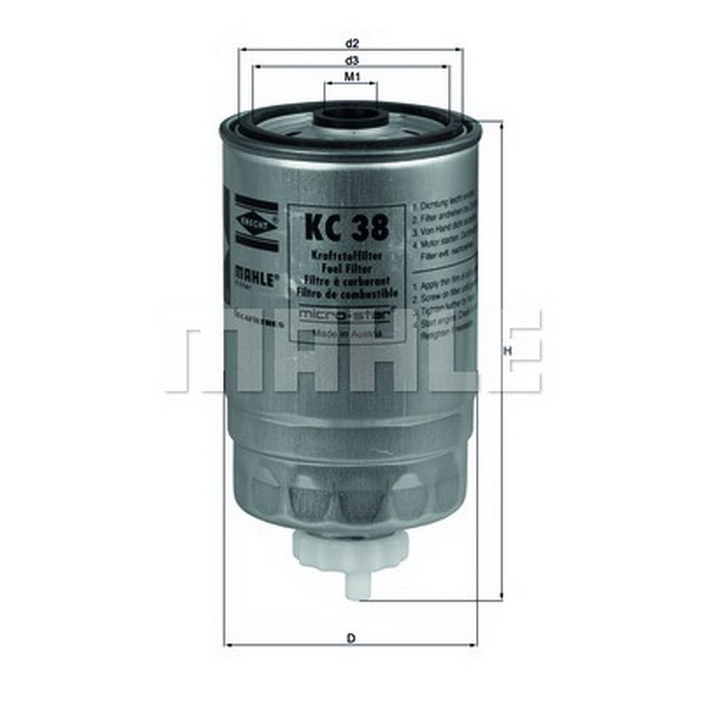 Фильтр топливный KNECHT/MAHLE KC 38