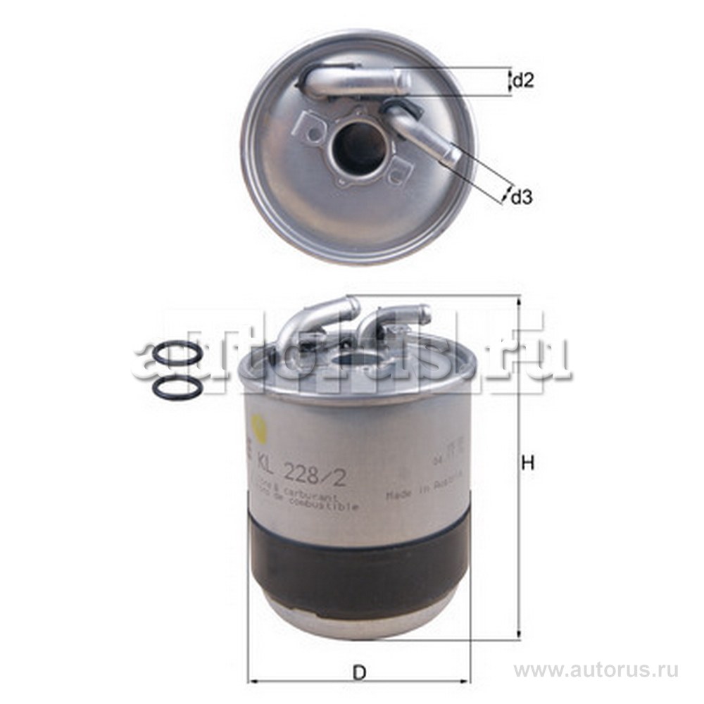 Фильтр топливный KNECHT/MAHLE KL228/2D