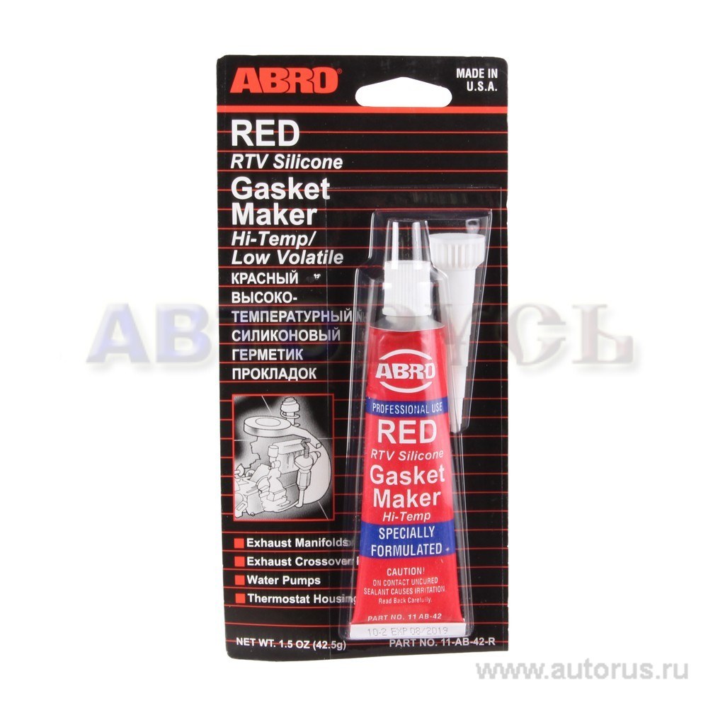 Герметик силиконовый красный 42,5 г (производство США) ABRO 11-AB-42-R