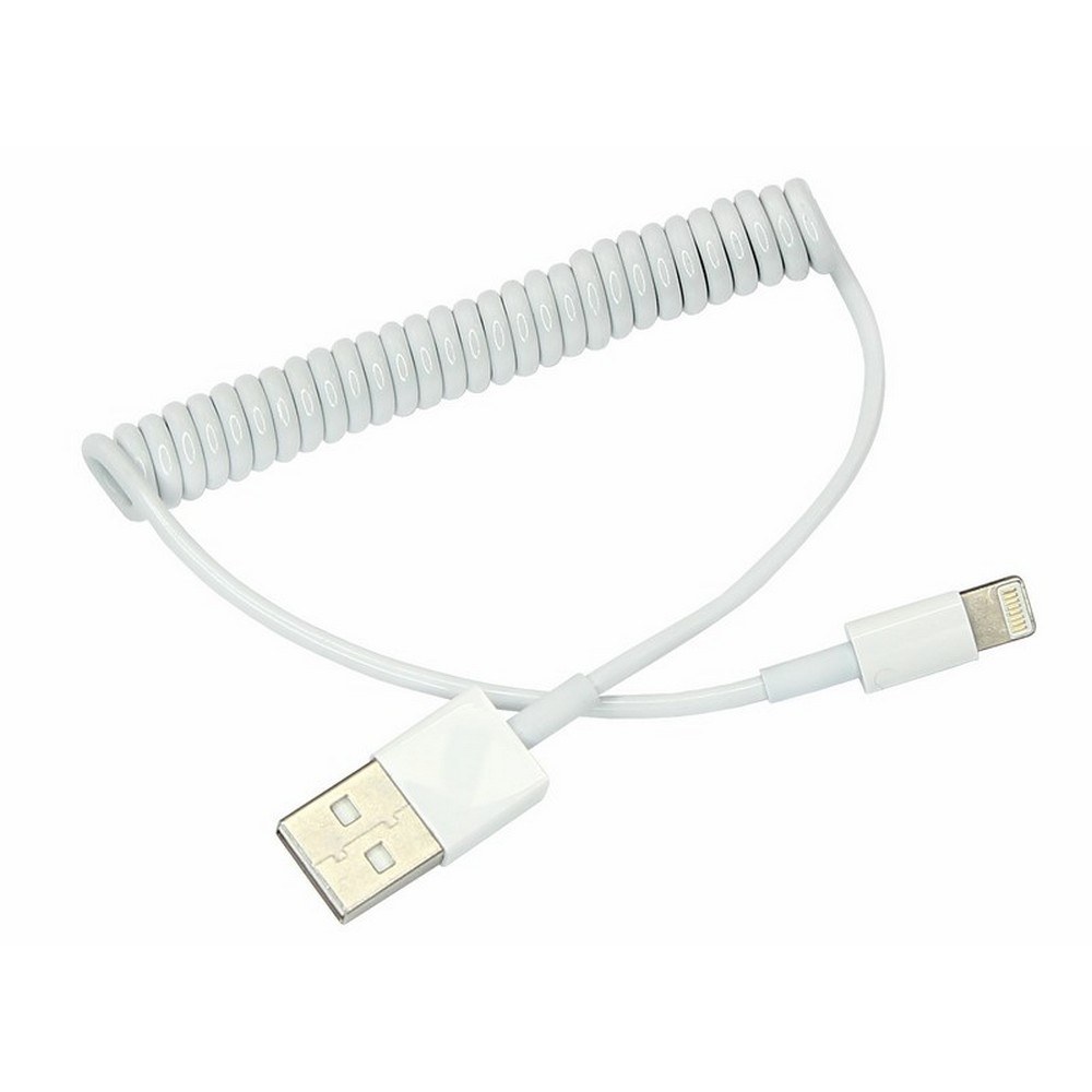 Кабель передачи данных REXANT для iPhone 5/6/7 моделей шнур спираль 1М белый