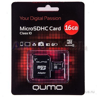 Карта памяти , Secure Digital Micro 16Gb, SDHC, class 10 QUMO 17560