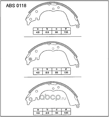 Колодки барабанные TOYOTA HiAce/HiLux (D=270x55mm) ALLIED NIPPON ABS 0118