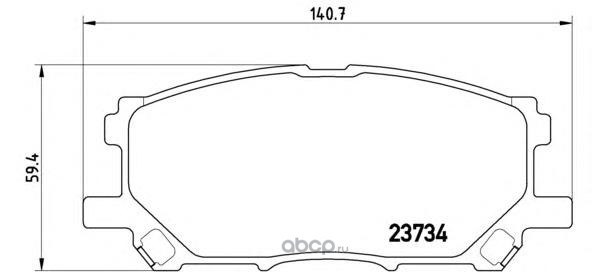 Колодки передние для LEXUS RX II 3.0/3.5L all 03-09 BREMBO P83067