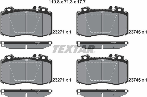 Колодки передние с противошумной пластиной Q+ MB W220 W163 4.3-5.5L TEXTAR 2374502