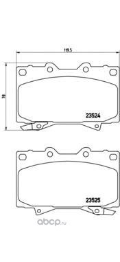 Колодки передние TOYOTA LC100 98->/LEXUS LX470 98-08 BREMBO P83048