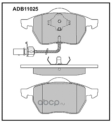 Колодки передние с датчиком AD A4/A6 98-> VW B5 00-> однопоршневые ALLIED NIPPON ADB 11025