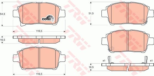 Колодки передние TOYOTA Yaris I TRW GDB3317