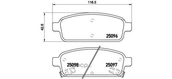 Колодки задние для CHEVROLET Cruze 09- (R15) BREMBO P59080