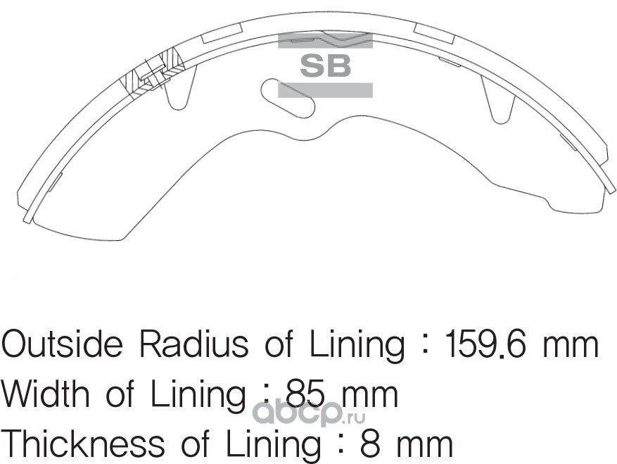 Колодка барабанная (1шт) HYUNDAI HD65/HD72/HD78 SANGSIN BRAKE SA014