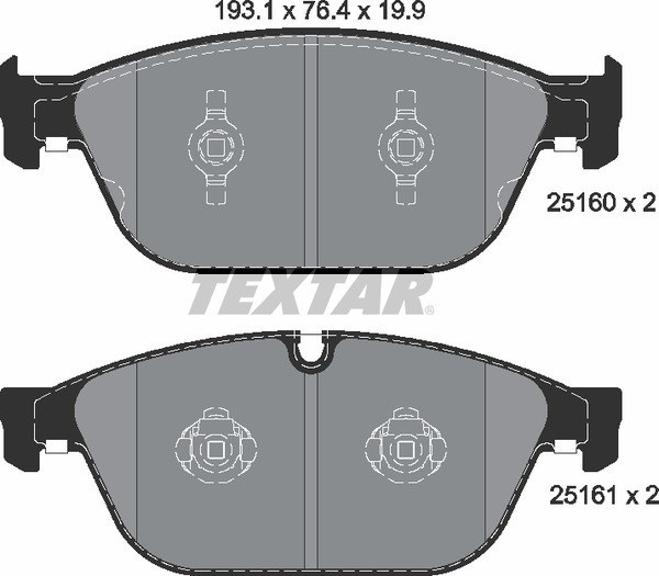 Колодки передние с противошумной пластиной Q+ AUDI TEXTAR 2516002