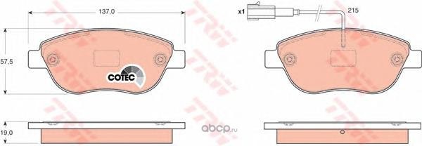 Колодки передние FIAT Bravo 07- TRW GDB1655