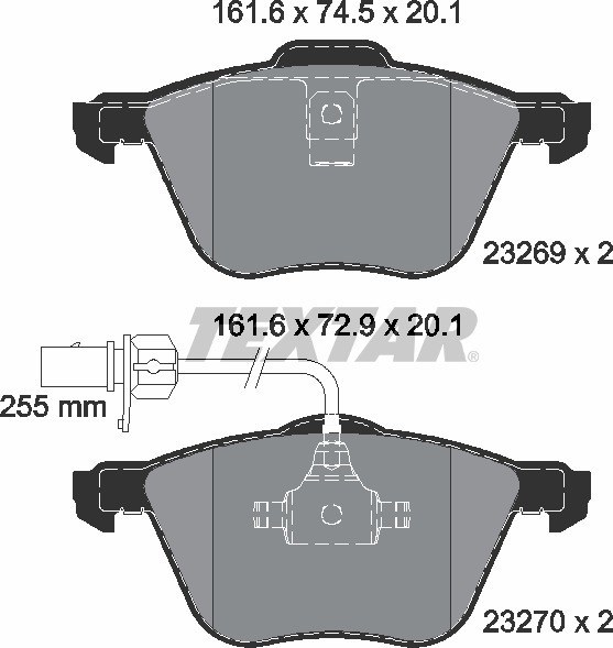 Колодки передние с противошумной пластиной Q+ FORD SEAT VOLKSWAGEN TEXTAR 2326903