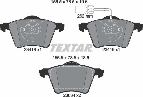 Колодки передние с противошумной пластиной Q+ FORD SEAT VOLKSWAGEN TEXTAR 2341801