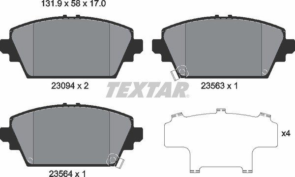Колодки тормозные передние HONDA MG NISSAN TEXTAR 2309401