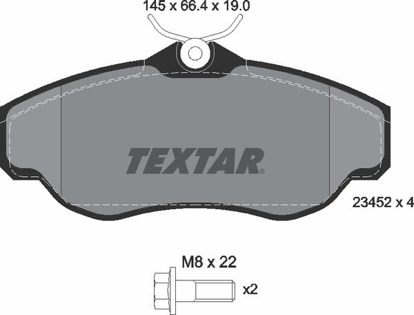 Колодки передние с противошумной пластиной Q+ LAND ROVER TEXTAR 2345201