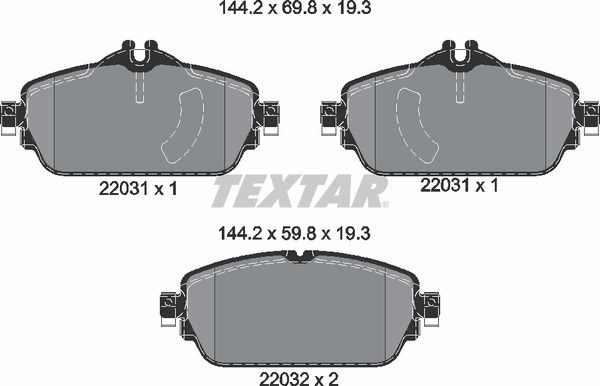 Колодки передние с противошумной пластиной Q+ MERCEDES-BENZ TEXTAR 2203101