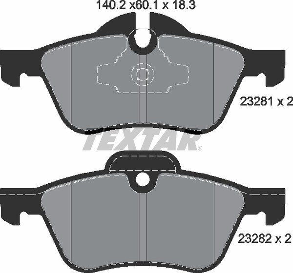 Колодки передние с противошумной пластиной Q+ MINI COOPER R50/52/53 TEXTAR 2328101