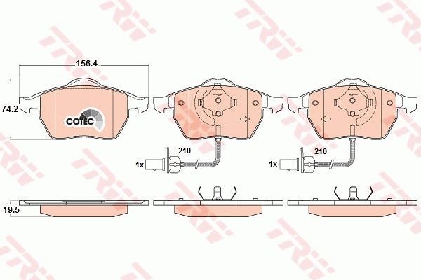 Колодки передние с датчиком AD A4/A6 98-> VW B5 00-> однопоршневые TRW GDB1307