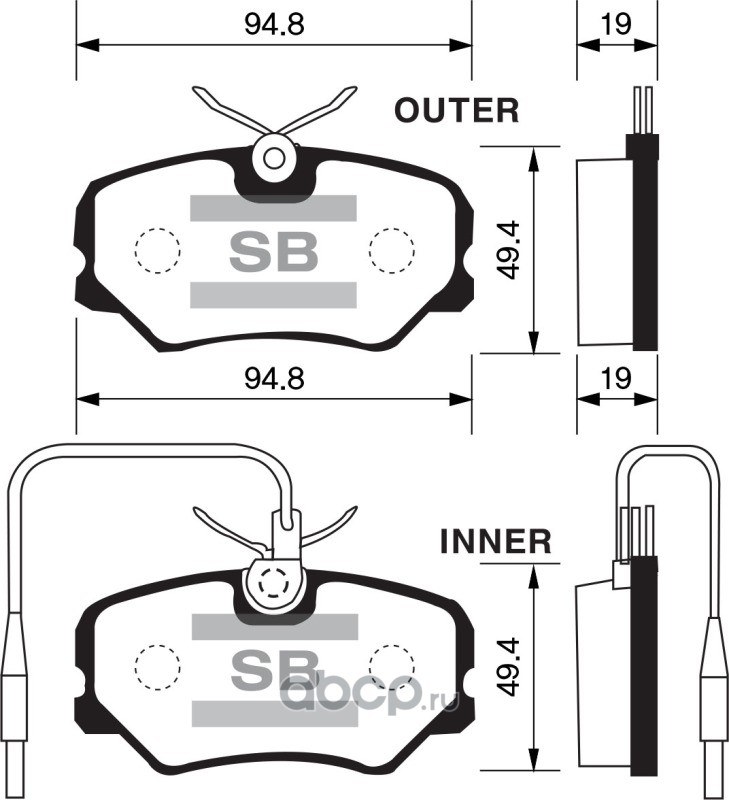 Колодки тормозные передние SANGSIN BRAKE SP1180