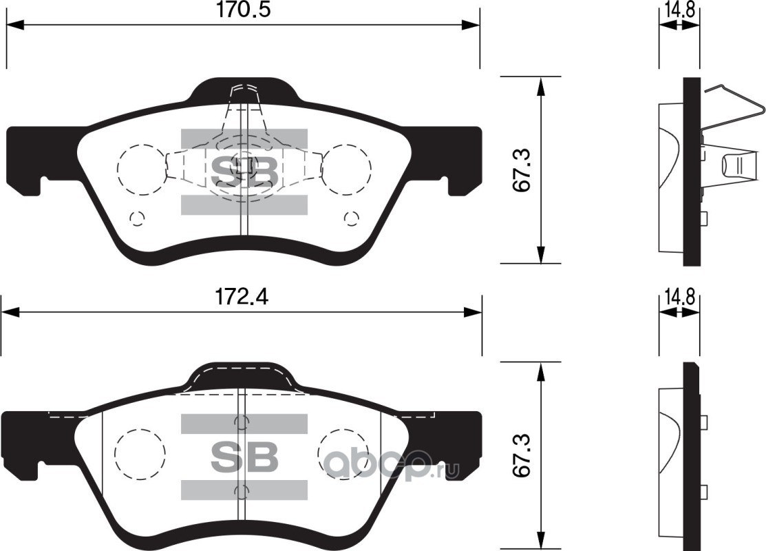 Колодки тормозные передние SANGSIN BRAKE SP1497