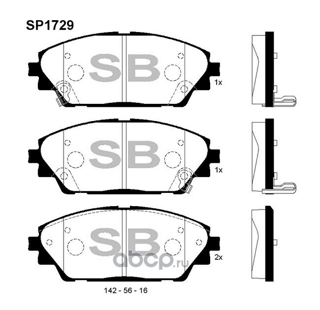 Колодки тормозные передние SANGSIN BRAKE SP1729