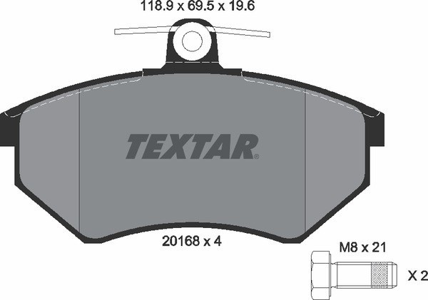 Колодки передние с противошумной пластиной Q+ VW B3/B4/G2/G3 TEXTAR 2016804