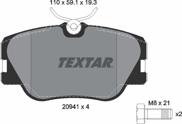 Колодки передние с противошумной пластиной Q+ MB W124 TEXTAR 2094102