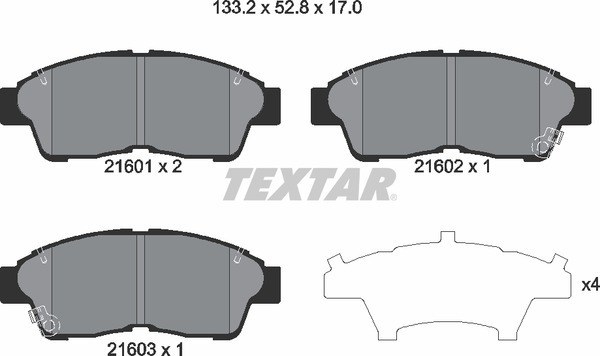 Колодки тормозные передние TEXTAR 2160101
