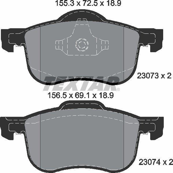 Колодки передние с противошумной пластиной Q+ VOLVO S60/S80/V70 TEXTAR 2307303