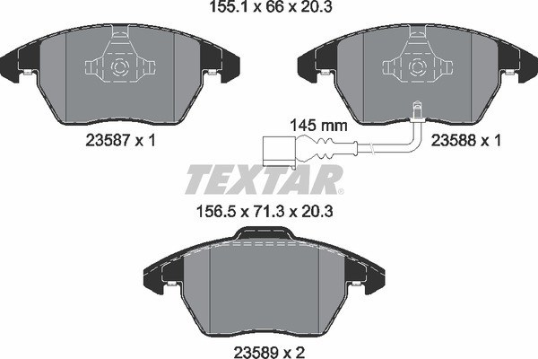 Колодки передние с противошумной пластиной Q+ AD VW SEAT SKODA PA 03->06 TEXTAR 2358701