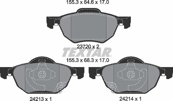 Колодки передние с противошумной пластиной Q+ HONDA ACCORD 03- TEXTAR 2372001
