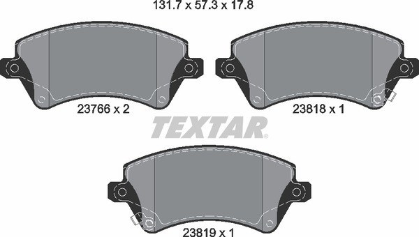 Колодки передние с противошумной пластиной Q+ TOYOTA Cor 1.4-1.8 2000-> TEXTAR 2376601
