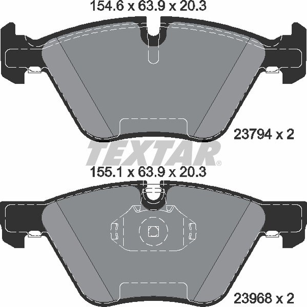 Колодки передние с противошумной пластиной Q+ BMW E81 E87 E90 E91 E60 E65 TEXTAR 2379401