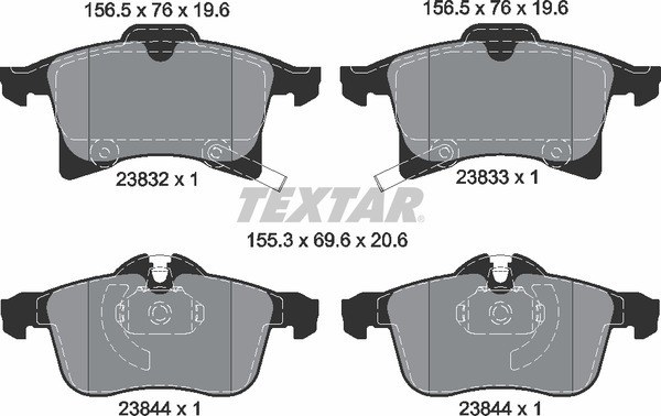 Колодки передние с противошумной пластиной Q+ OPEL Ast H/Zaf/Meriva TEXTAR 2383201