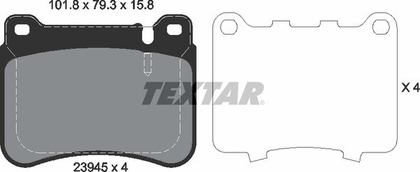 Колодки передние с противошумной пластиной Q+ MB W203 TEXTAR 2394501