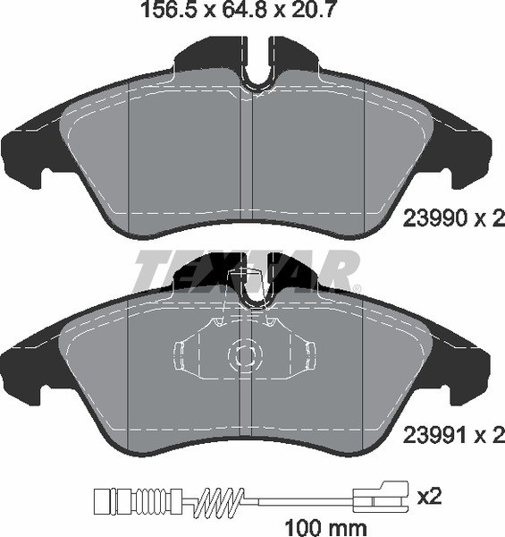 Колодки передние с противошумной пластиной Q+ MB Sprinter/W638(Vito) VW LT TEXTAR 2399002