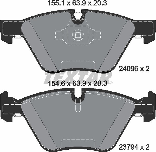 Колодки передние с противошумной пластиной Q+ BMW E81/E87/E90 all 06-> TEXTAR 2409601