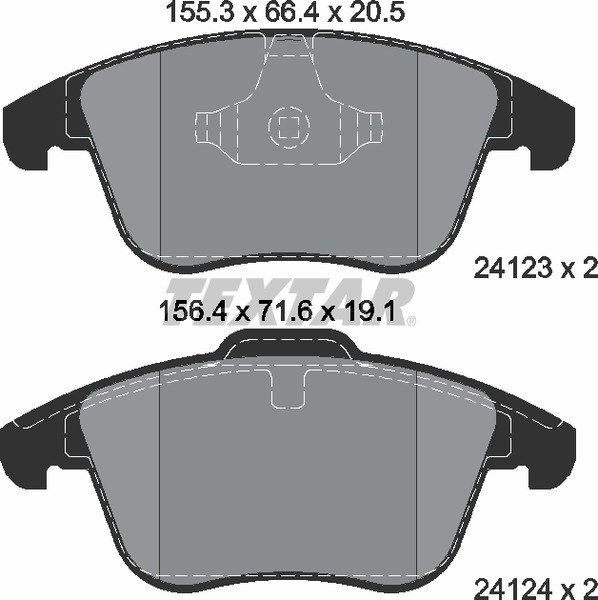 Колодки передние с противошумной пластиной Q+ FORD/ VOLVO / LAND ROVER TEXTAR 2412301