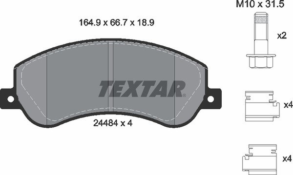 Колодки передние с противошумной пластиной Q+ VW Amarok 2010-> TEXTAR 2448404