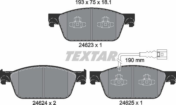 Колодки передние с противошумной пластиной Q+ VW T5/Multivan 03->/Type ATE /WK+ TEXTAR 2462301
