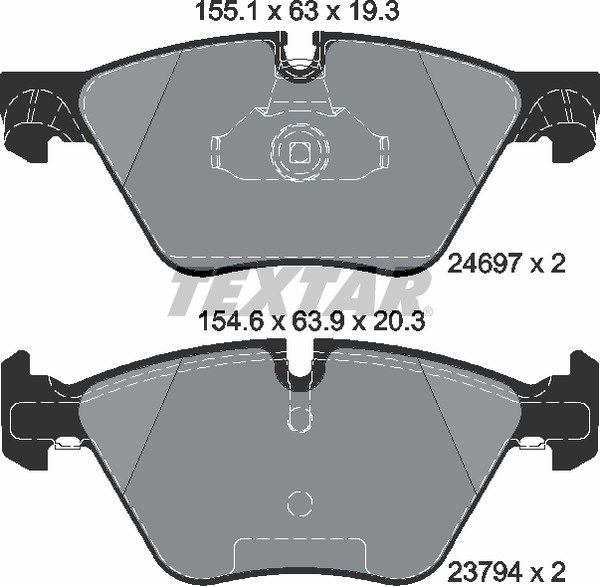 Колодки передние с противошумной пластиной Q+ BMW 5:F07/F10/F11 7:F02/F04 TEXTAR 2469701