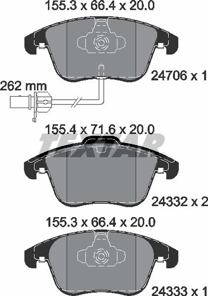 Колодки передние с противошумной пластиной Q+ AUDI A4/A5 TEXTAR 2470601
