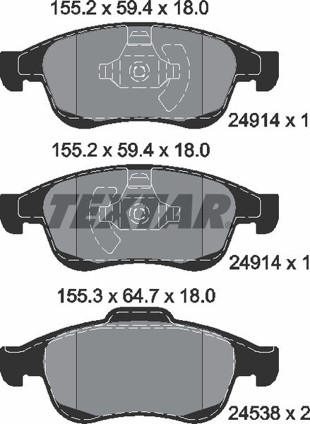 Колодки передние с противошумной пластиной Q+ RENAULT DUSTER 10-/FLUENCE 10-/MEGANE III 08- TEXTAR 2491401