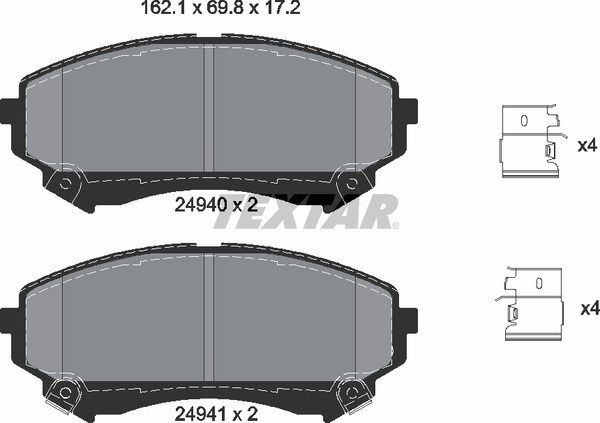 Колодки передние с противошумной пластиной Q+ CADILLAC CTS 2008-> TEXTAR 2494001