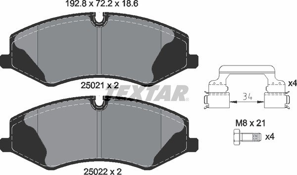 Колодки передние с противошумной пластиной Q+ LAND ROVER Range Rover Sport TEXTAR 2502101