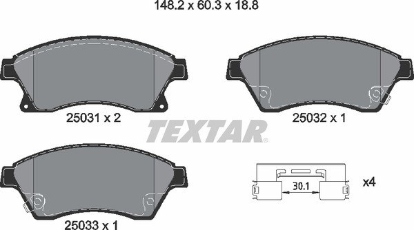 Колодки передние с противошумной пластиной Q+ CHEVROLET Cruze (R15) /OPEL ASTRA J 08- TEXTAR 2503101